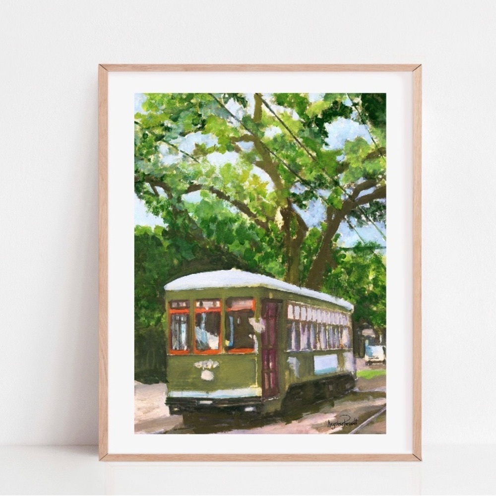 8.5x11 New Orleans Art Print, streetcars art prints, Louisiana painting